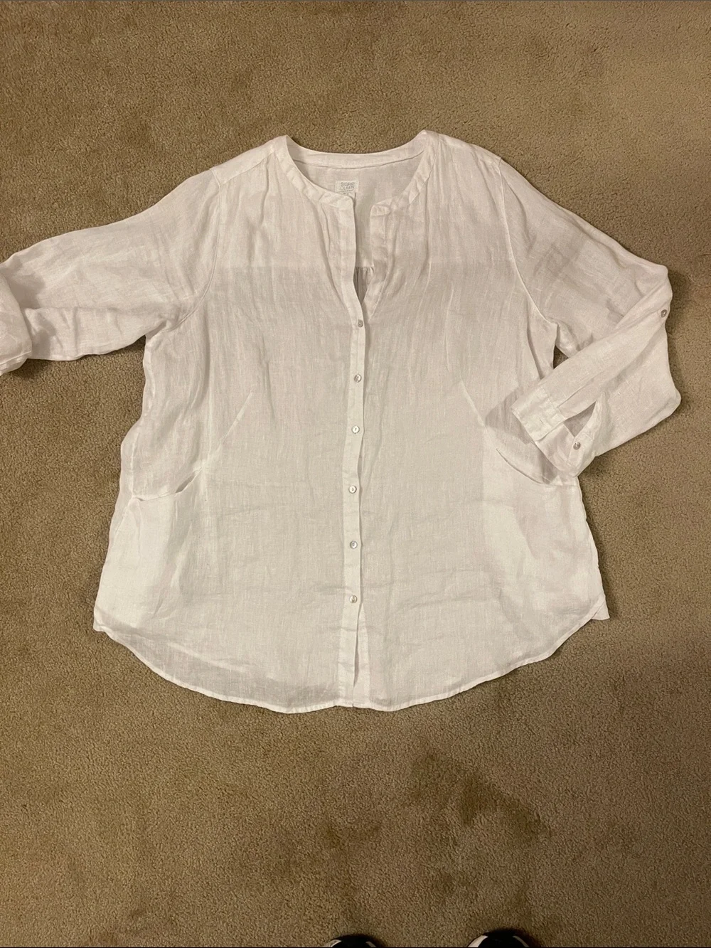 Sigrid Olsen White Linen Button-Front Tunic Blouse 1X - Picture 9 of 11